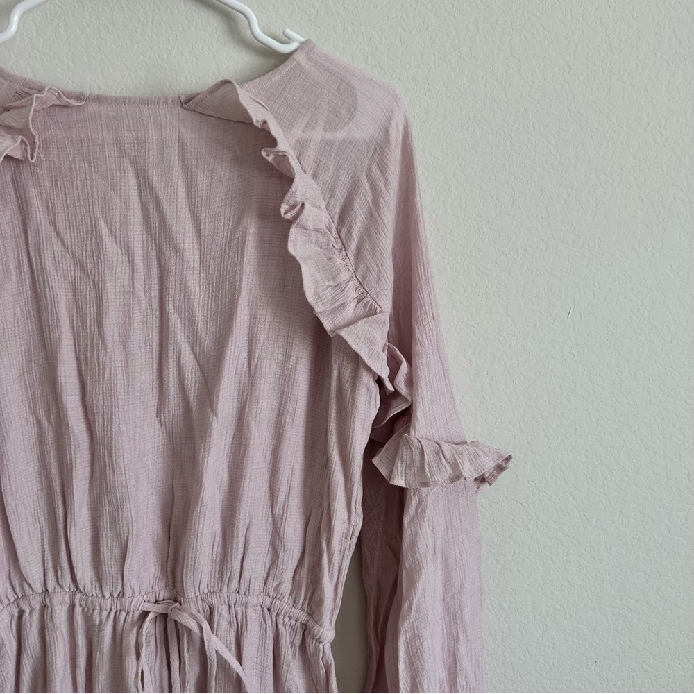 Ruffled Long-Sleeve Mini Dress in Dusty Rose - Picture 9 of 11